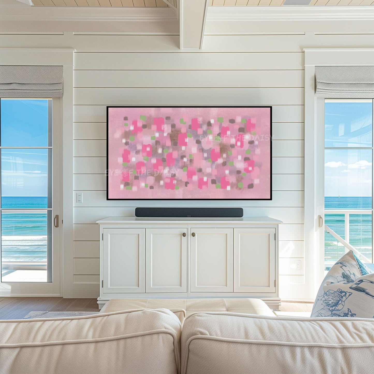 Pink Abstract Expressionist 4K TV Art | Contemporary Brushstrokes Art for TV Screen 4K