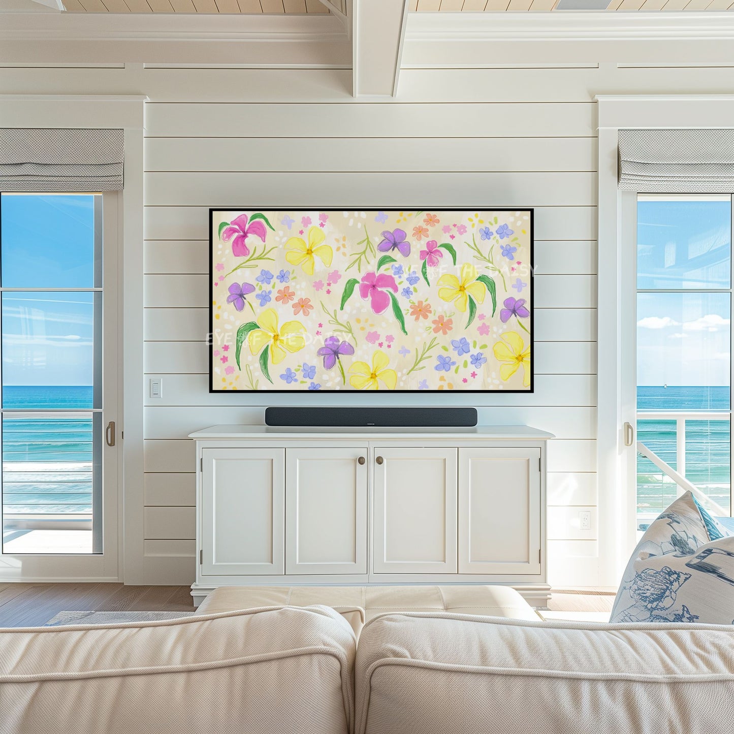Pastel Abstract Floral 4K TV Art | Colourful Pastel Spring Flowers 4K Art for TV screen
