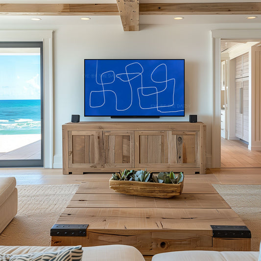 Royal Blue Modern Abstract 4K TV Art | Vibrant Blue Contemporary Line Art for TV Screen