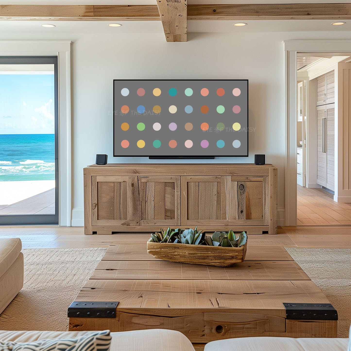 Grey Pastel Coloured Dots Abstract 4K TV Art | Minimal Contemporary Art for TV Screen