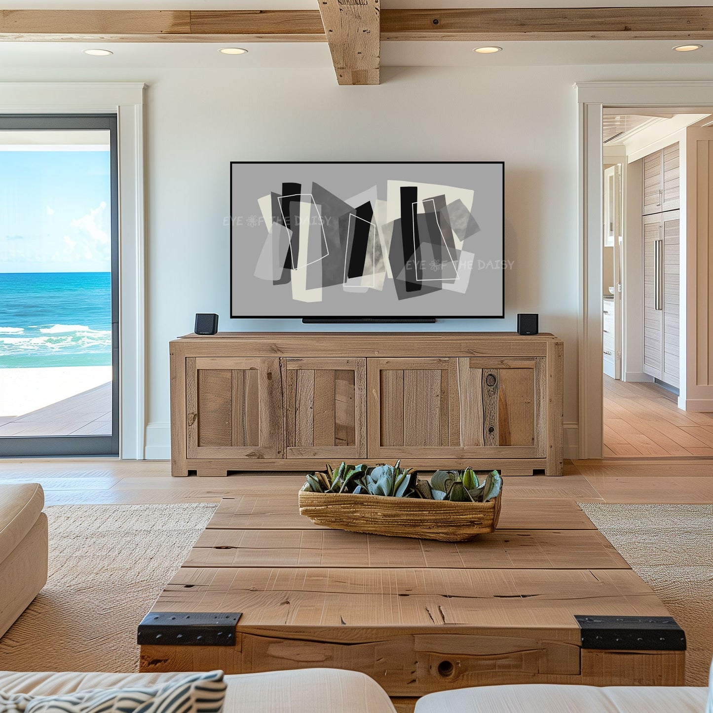 Grey Black Modern Abstract TV Art 4K | Contemporary Geometric 4K TV Art