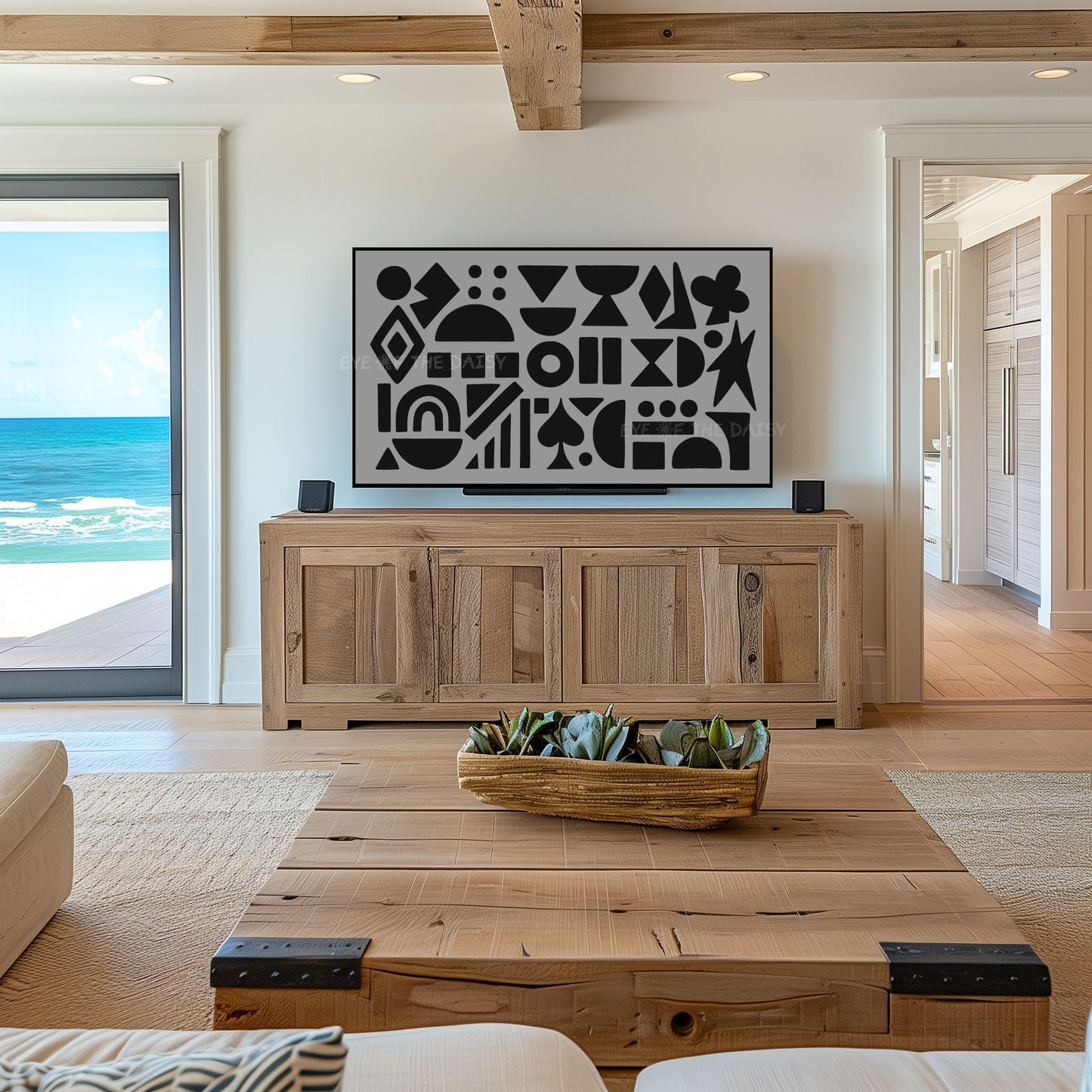 Black Grey Mid Century Modern Shapes 4K TV Art | Contemporary Abstract TV Art 4K