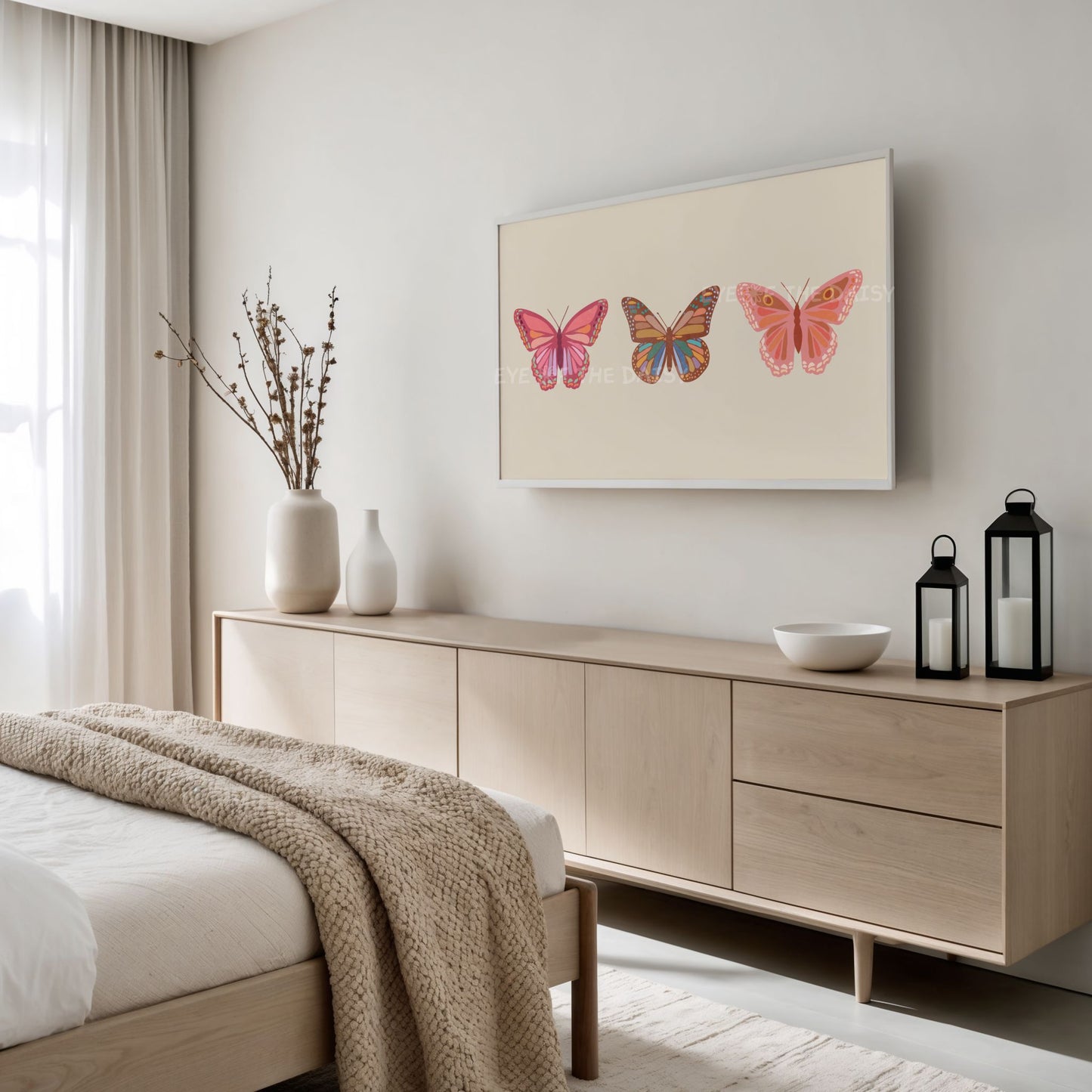 Boho Butterfly 4K TV Art | Neutral Tone Abstract Abstract Butterflies 4K Art for TV Screen