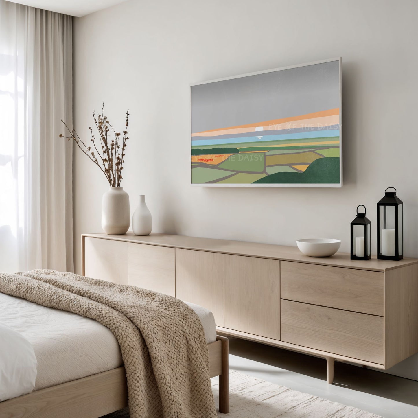 Minimal Abstract Landscape 4K TV Art | Poppy Flower Fields Sea Sky TV Art 4K