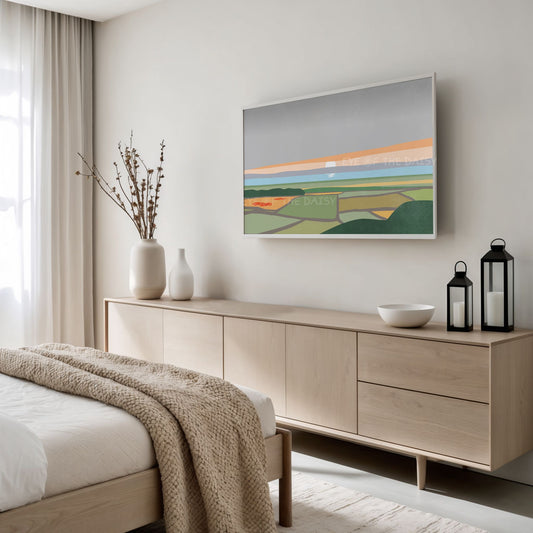 Minimal Abstract Landscape 4K TV Art | Poppy Flower Fields Sea Sky TV Art 4K