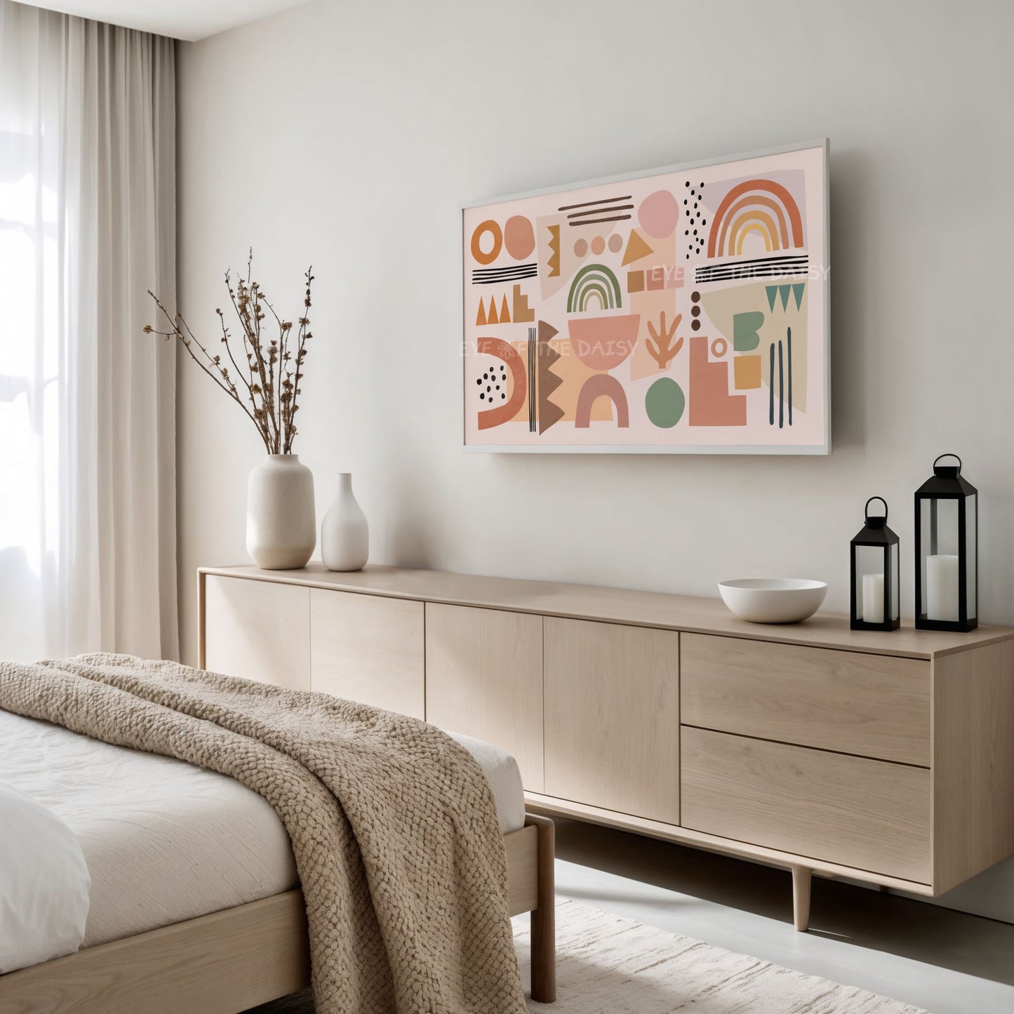 Boho Abstract Shapes 4K TV Art | Beige Terracotta Warm Tone Boho 4K Art for TV Screen