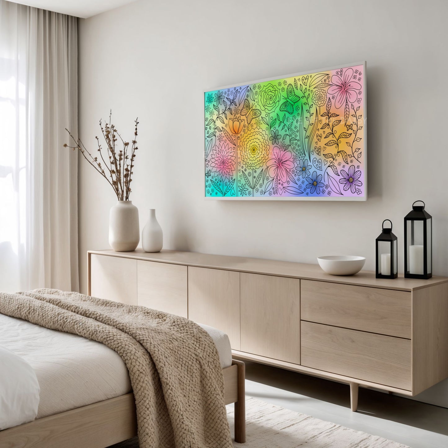 Intuitive Botanical Abstract 4K TV Art | Vibrant Colourful Floral Art for TV Screen