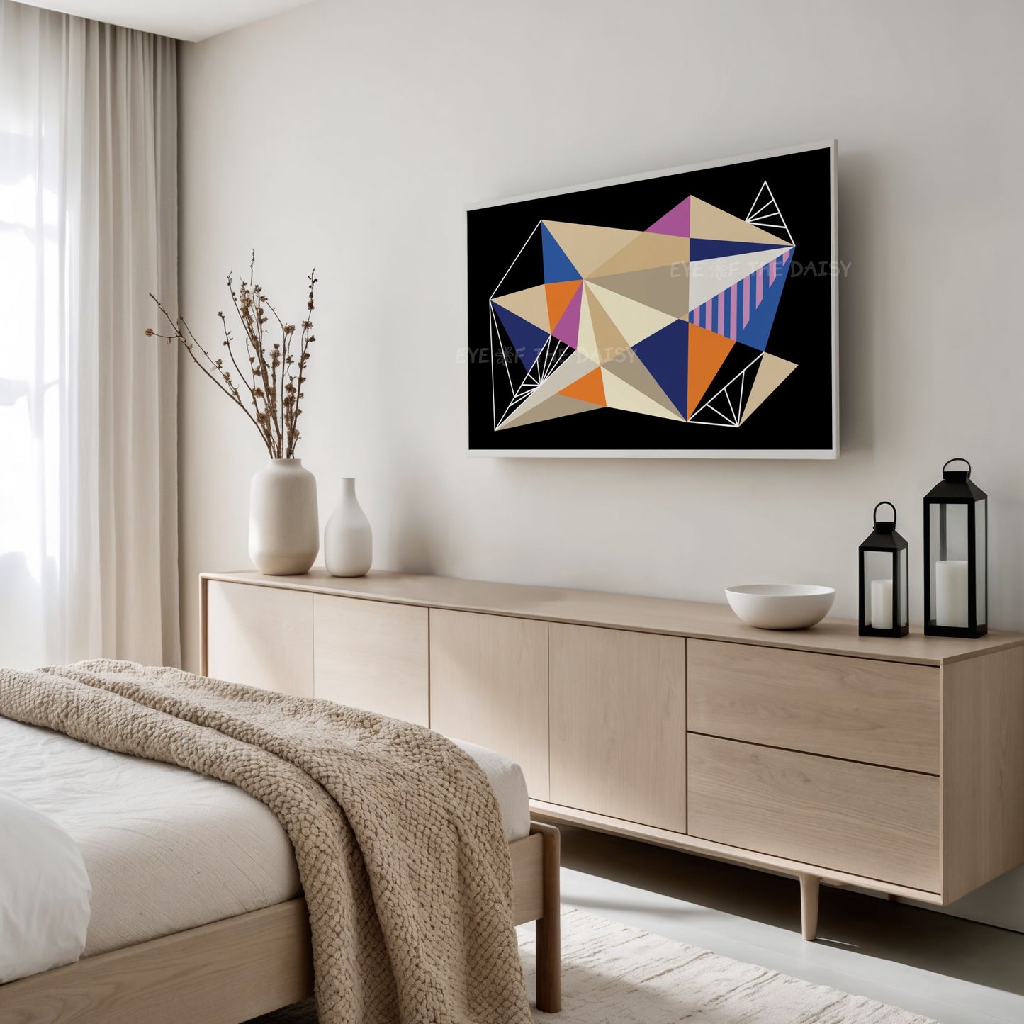 Black Orange Purple Blue Contemporary Abstract 4K TV Art | Mid Century Modern TV Art 4K