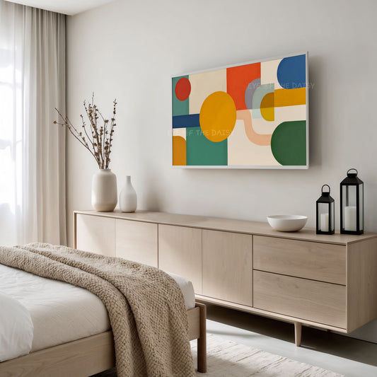 Red Mustard Green Blue Mid Century Modern TV Art 4K | Contemporary Abstract 4K TV Art