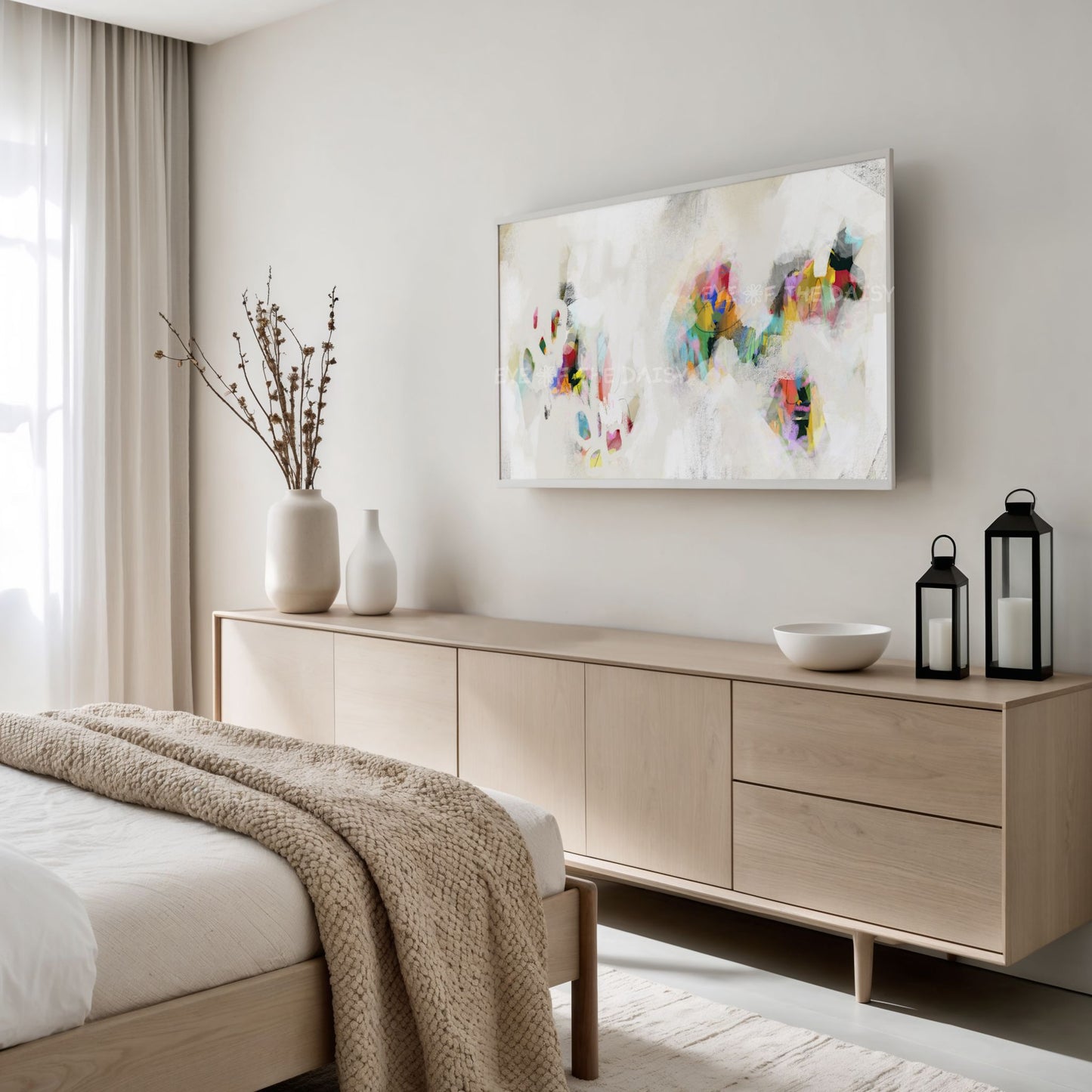 Neutral & Colourful Abstract Expressionist 4K TV Art | Contemporary Digital Painting TV Art