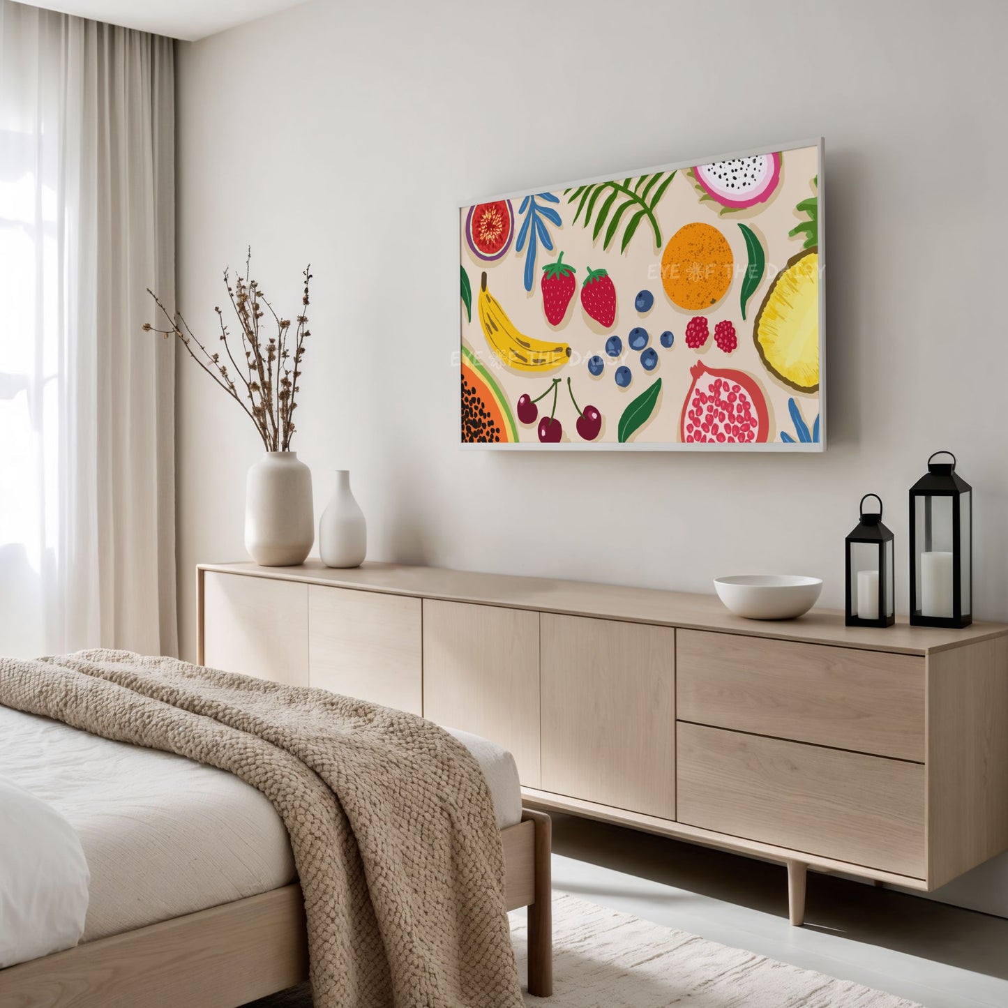 Colourful Tropical Fruit 4K TV Art | Boho Botanical 4K Art for TV Screen