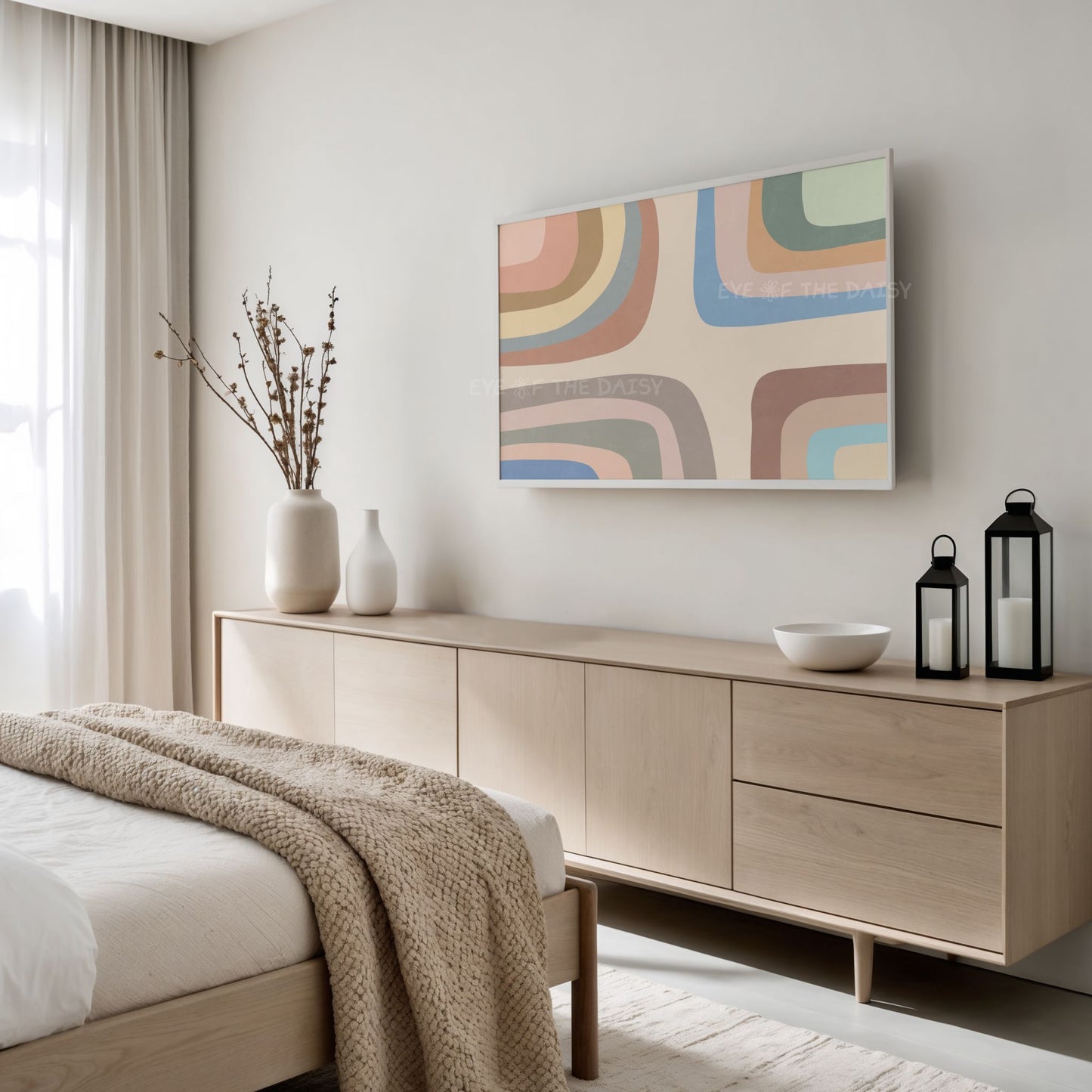 Neutral Boho Retro 4K TV Art |  Earth Tone Mid Century Modern 4K Art for TV Screen