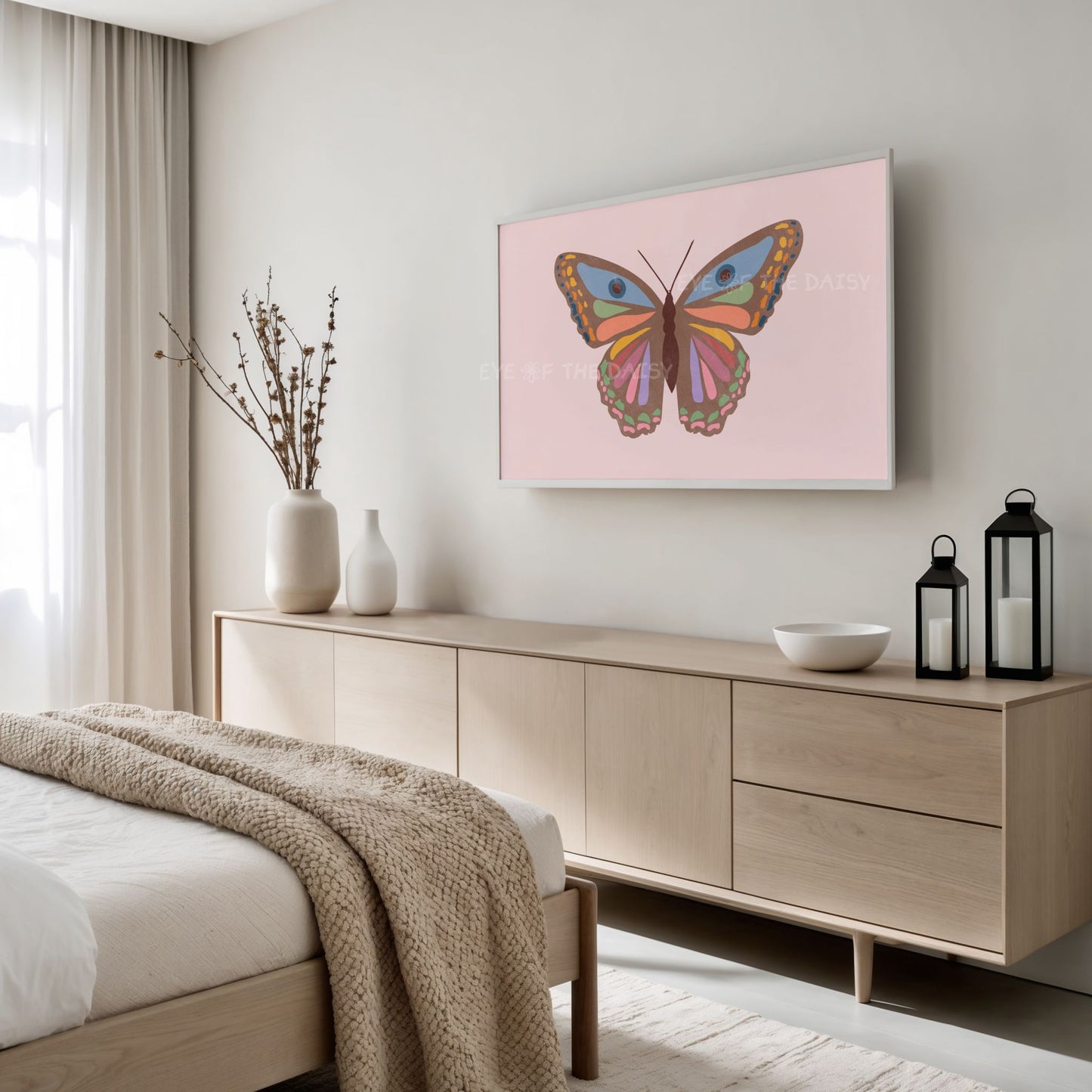 Abstract Butterfly 4K TV Art |  Blush Pink Eclectic Boho Butterfly Art for TV Screen