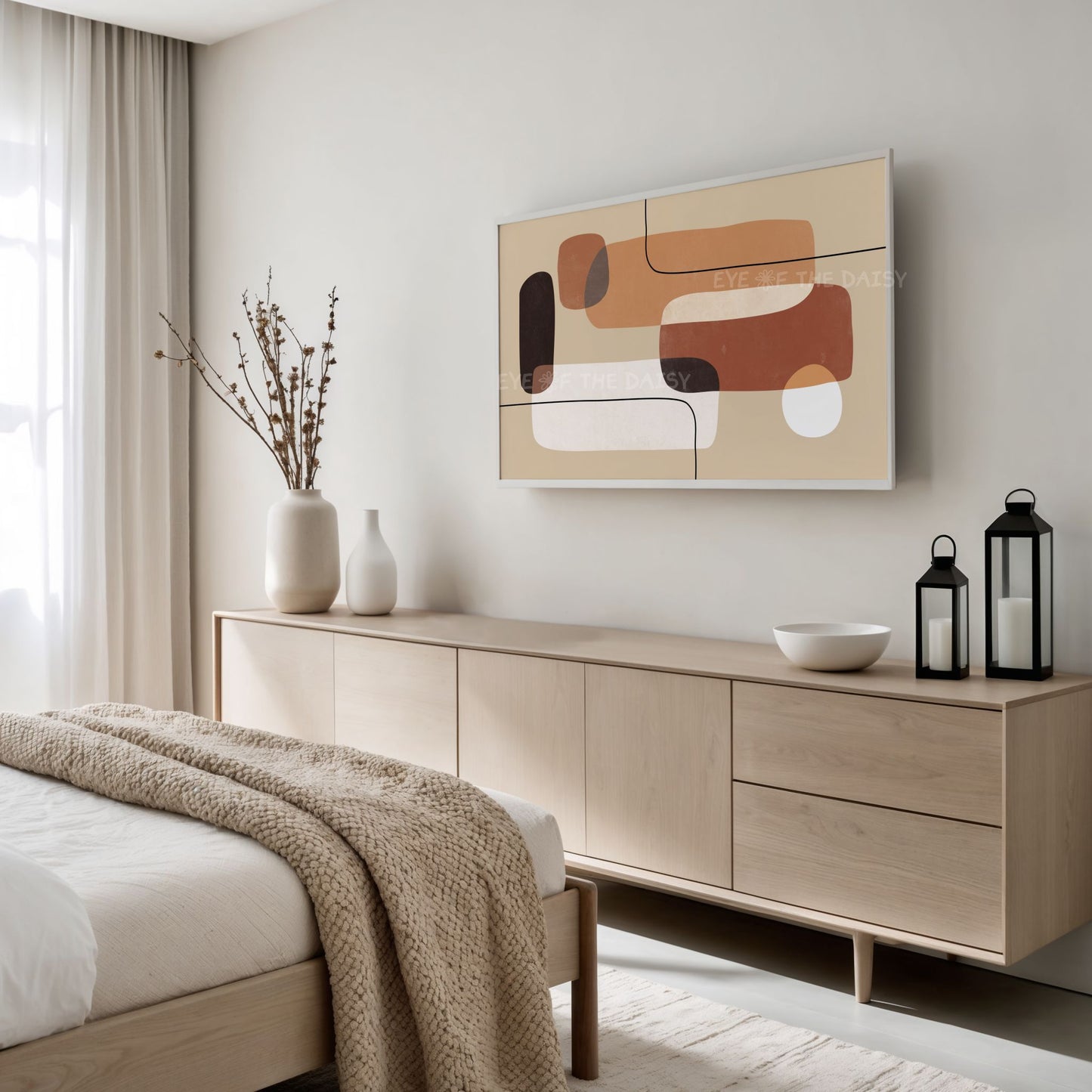 Tan Beige Geometric Abstract 4K TV Art | Earth Tone Mid Century Modern Art for TV Screen