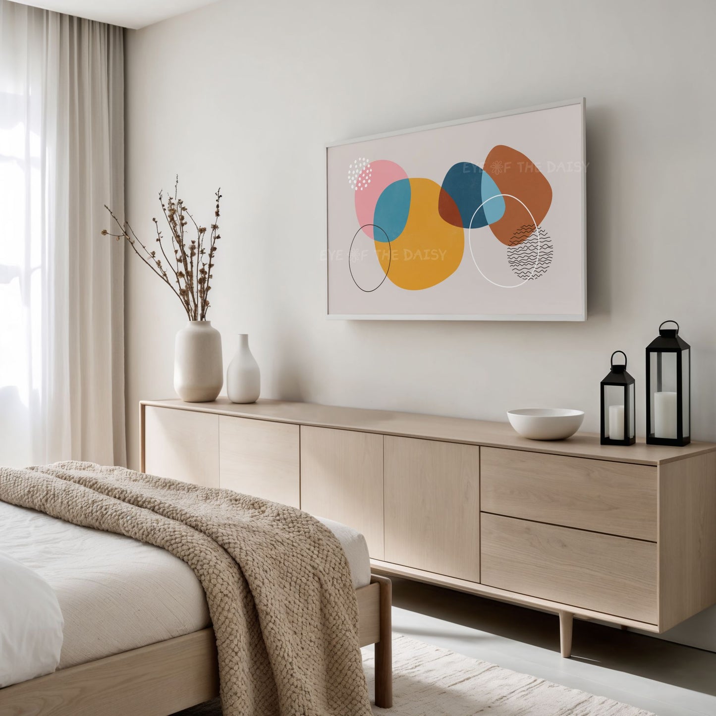 Mustard Teal Pink Contemporary Abstract 4K TV Art | Modern Art for TV Screen