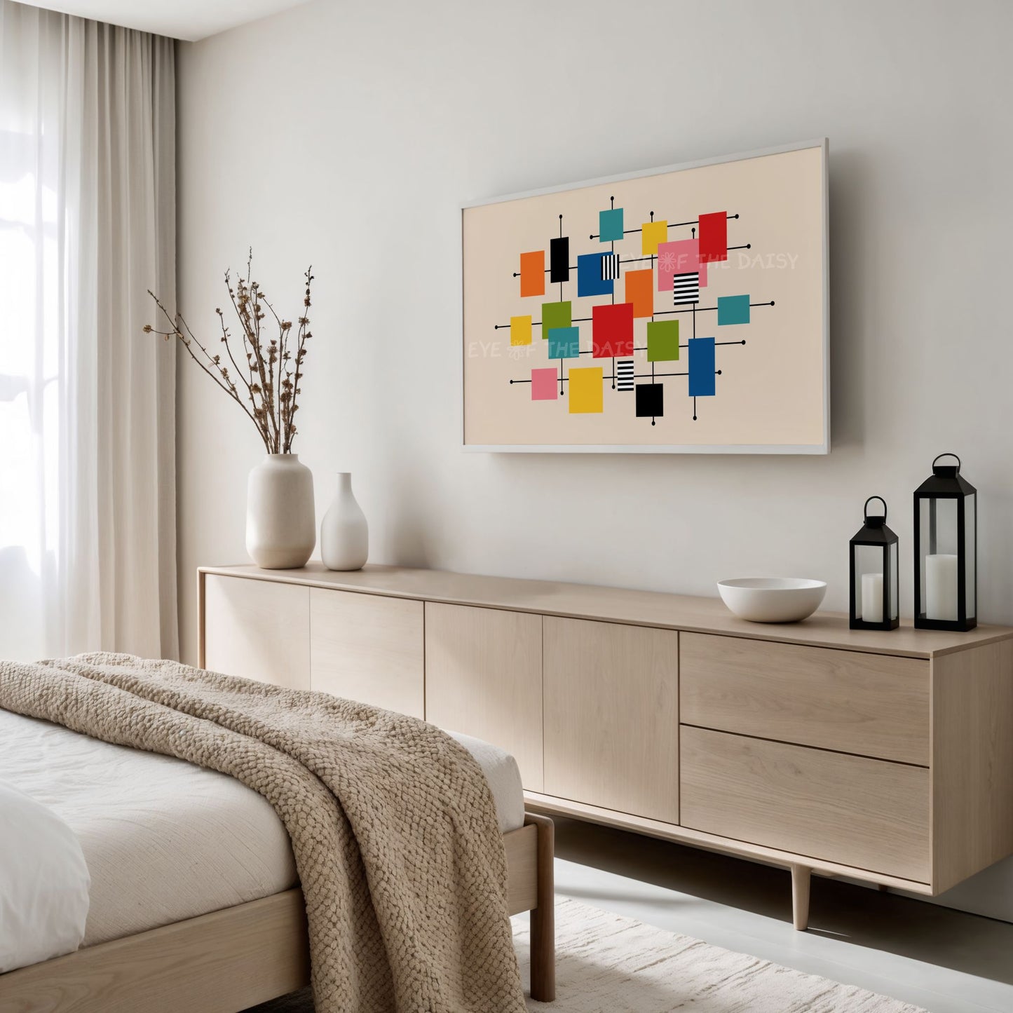 Mid Century Modern Geometric 4K TV Art | Colourful Squares Abstract TV Art 4K