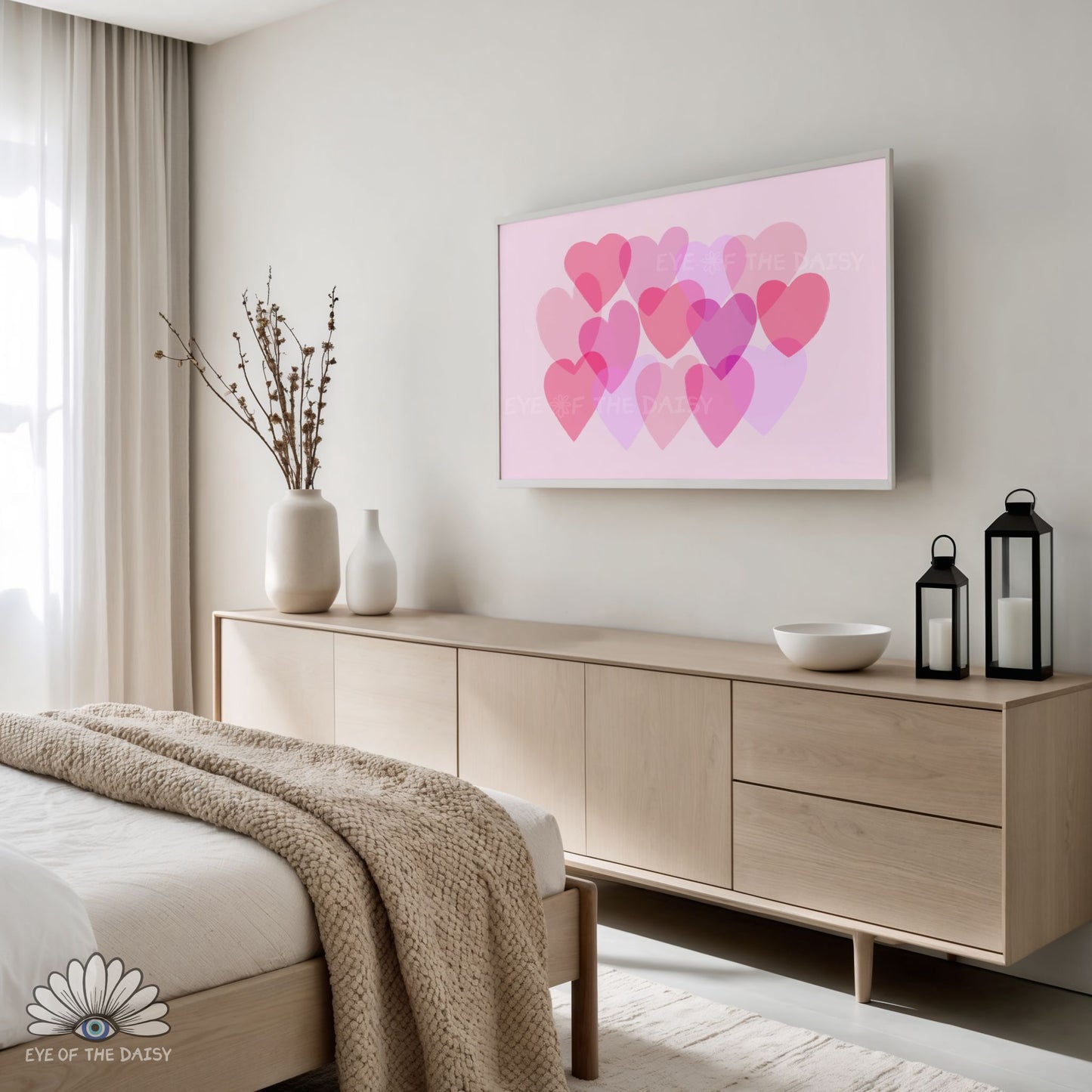 Whimsical Pink Hearts Printable Wall Art | Valentine’s Day Print Digital Download | Cute Dopamine Decor Poster