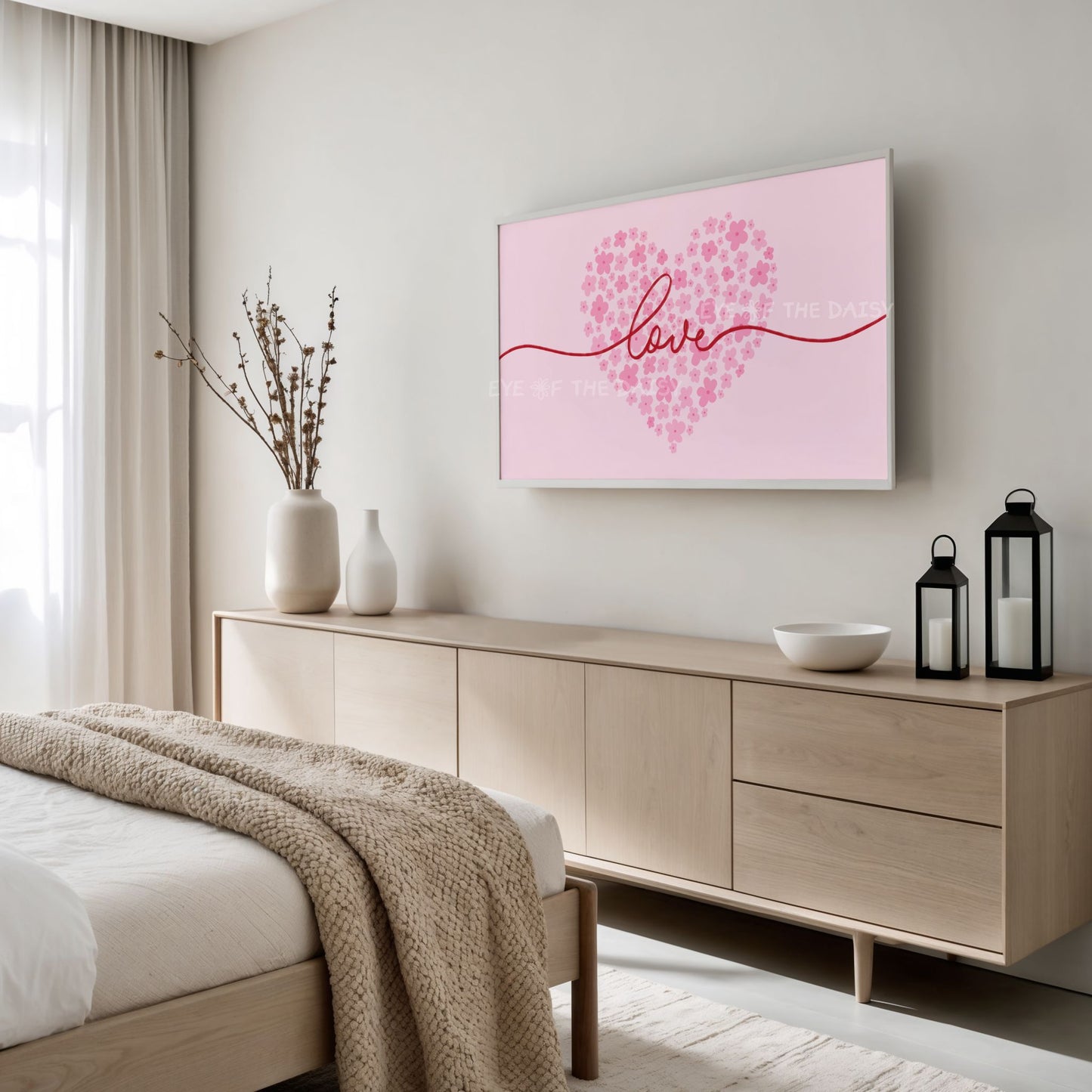 Pink Red Love Typography 4K TV Art | Floral Romantic Phrase 4K Art for TV Screen