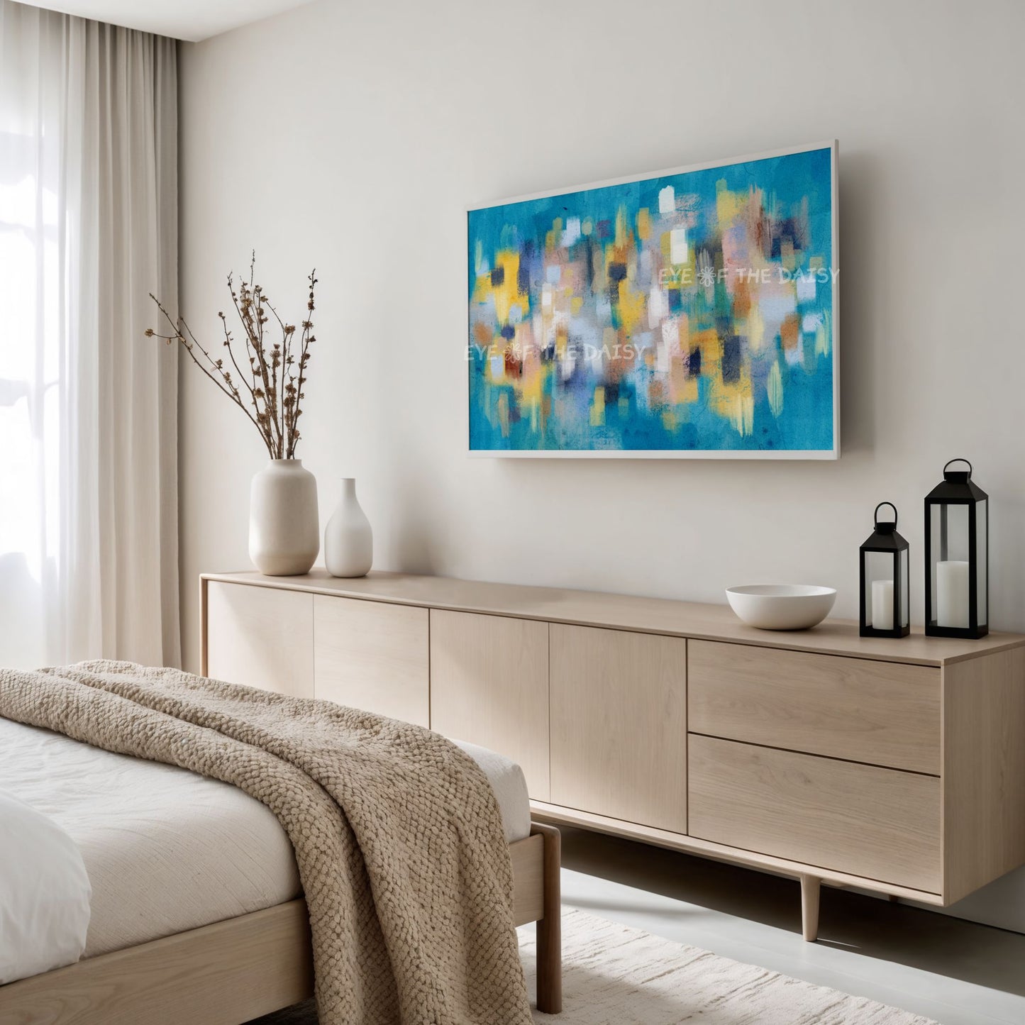 Turquoise & Mustard Modern 4K TV Art  | Abstract Expressionist Screensaver Art 4K