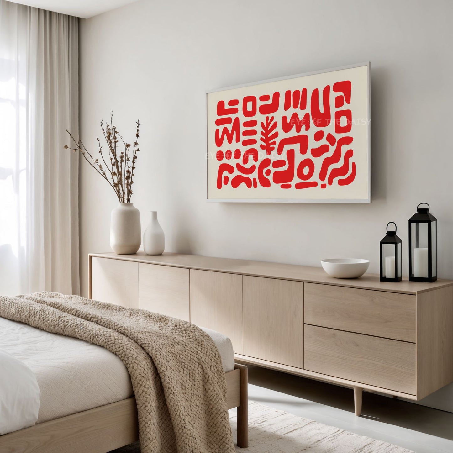 Red & Beige Abstract Cut-Out Shapes 4K TV Art | Contemporary Modern 4K Art for TV Screen