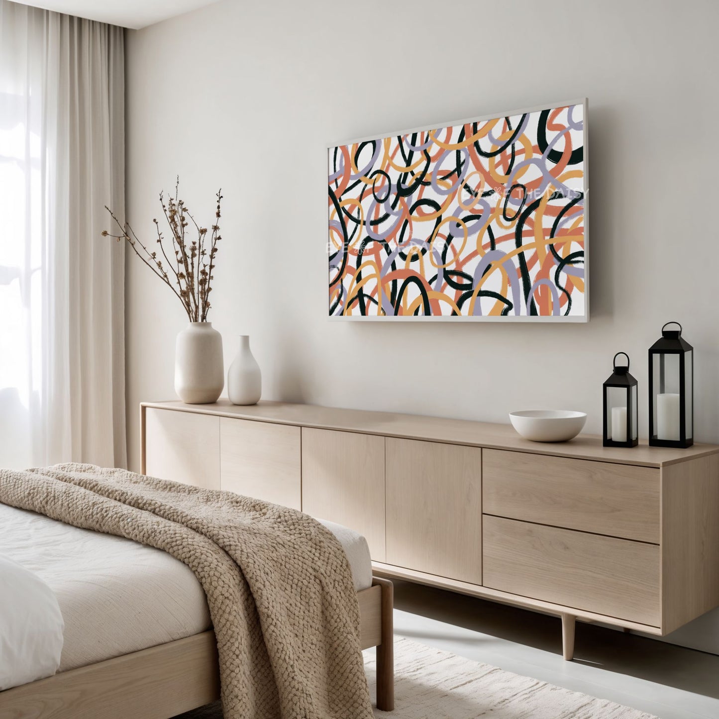 Brown Beige Black Contemporary Abstract 4K TV Art | Earth Tone Digital Painting 4K TV Art