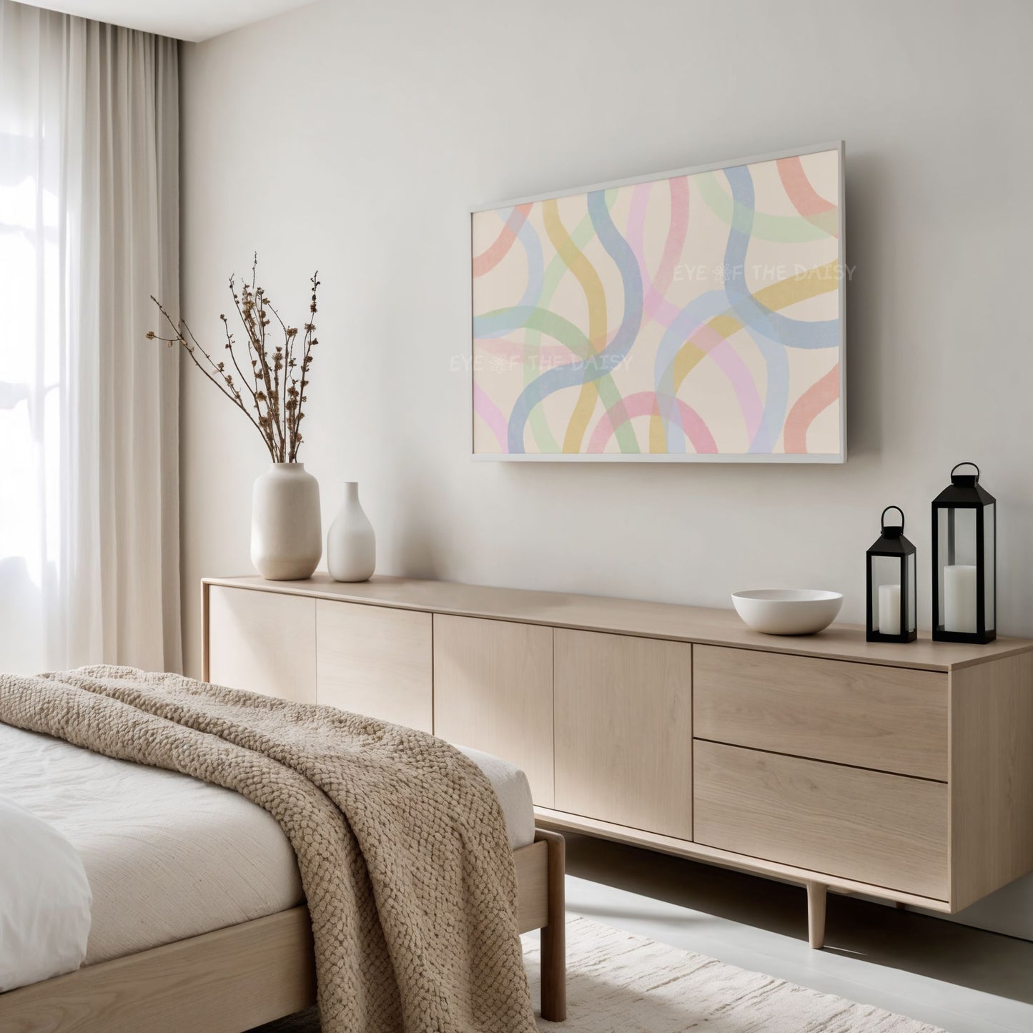 Minimal Colourful Wiggly Lines 4K TV Art | Pastel Contemporary 4K Art for TV Screen