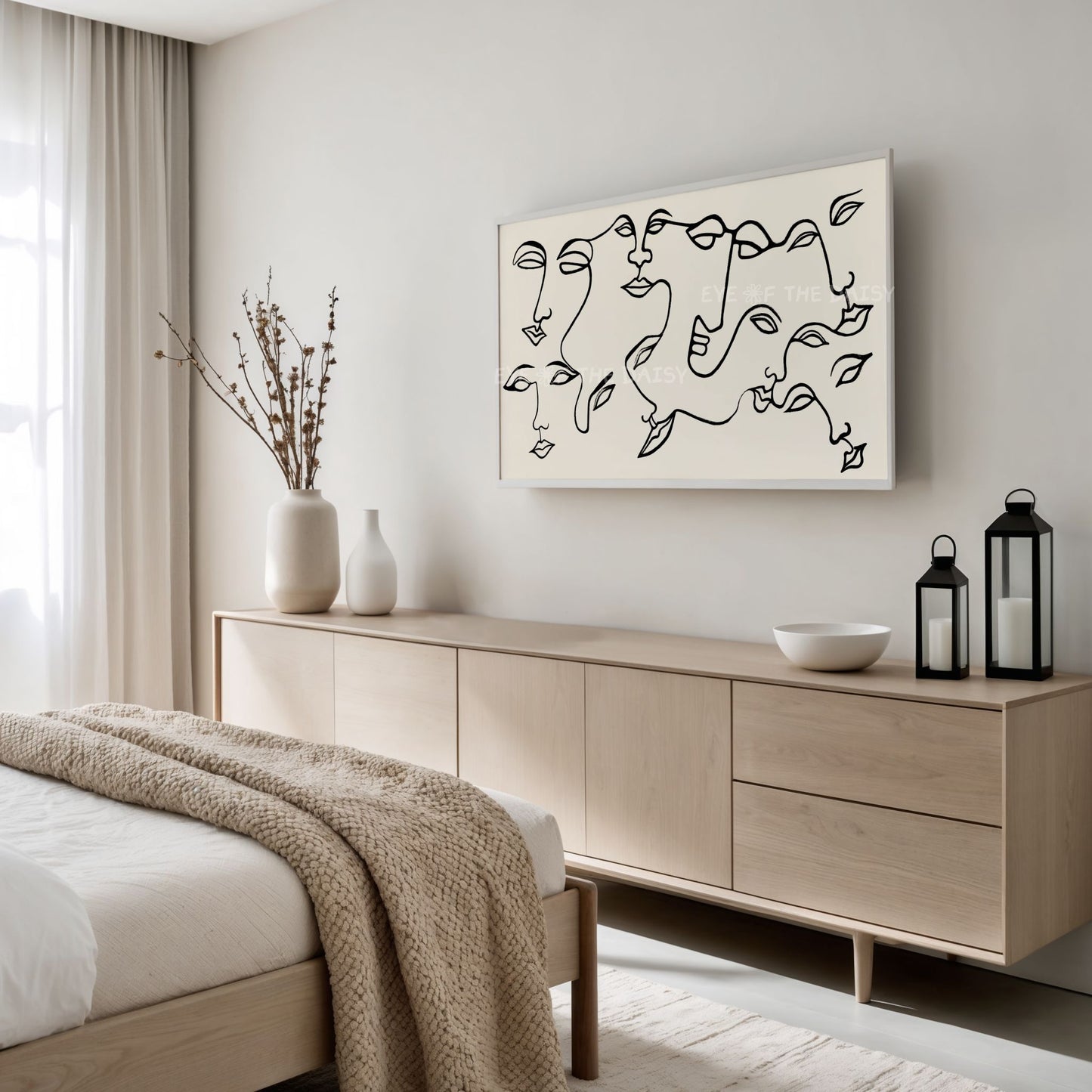 Abstract Faces 4K TV Art | Contemporary Face Line Art for TV Screen