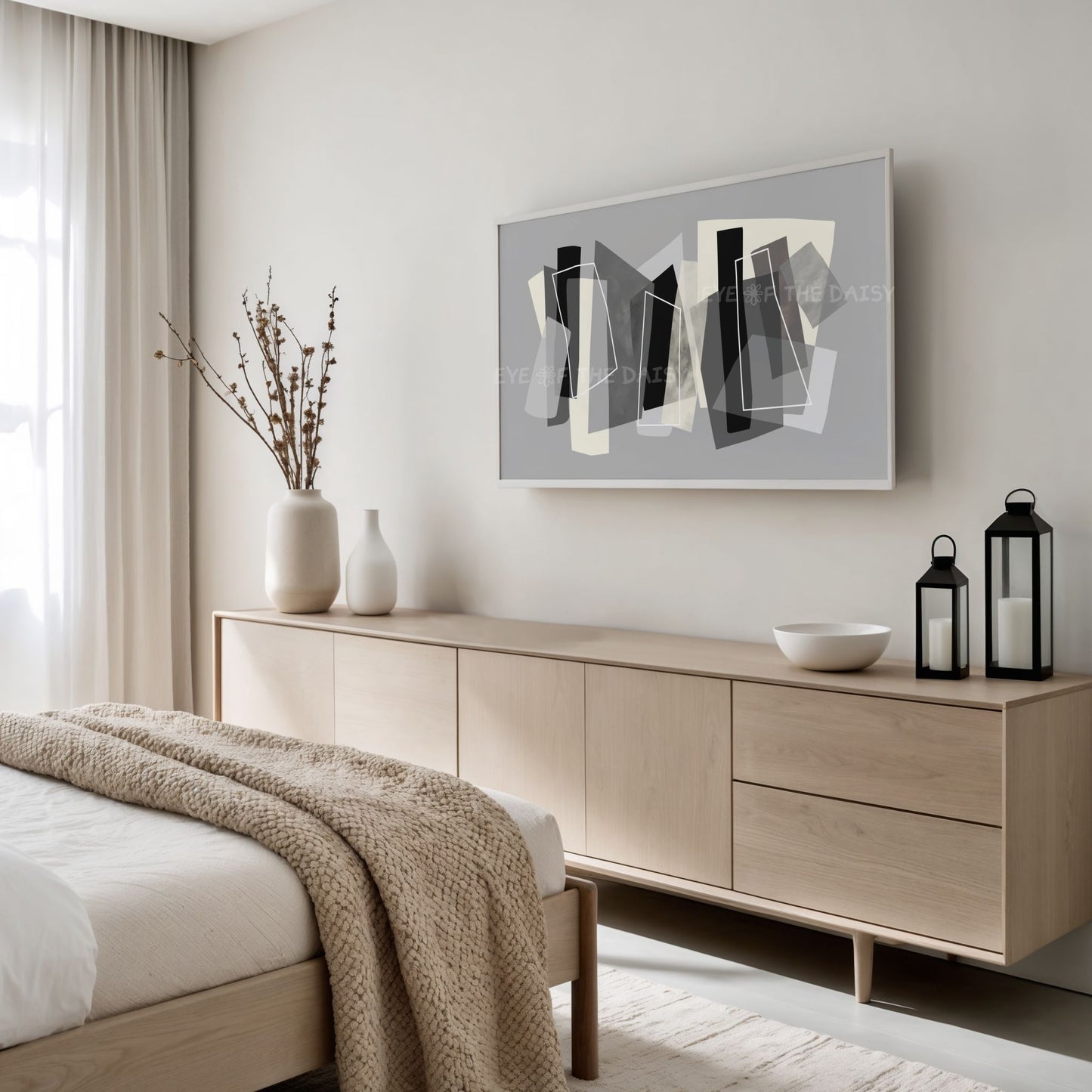 Grey Black Modern Abstract TV Art 4K | Contemporary Geometric 4K TV Art