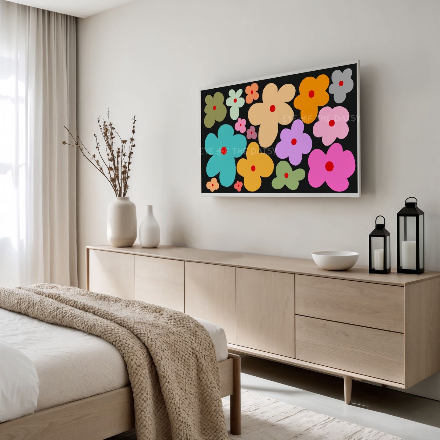 Colourful Retro Flowers 4K TV Art | Trendy Vibrant Botanical 4K Art for TV Screen