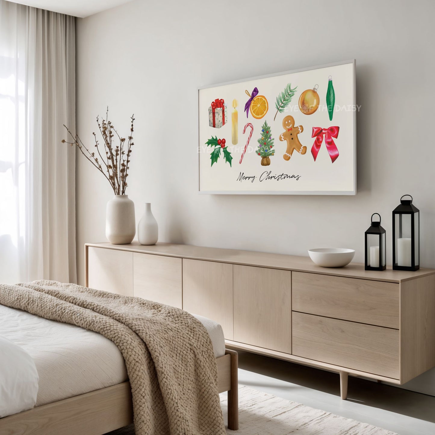 Watercolour Christmas Illustrations 4K TV Art | Colourful Traditional Holiday 4K TV Artwork