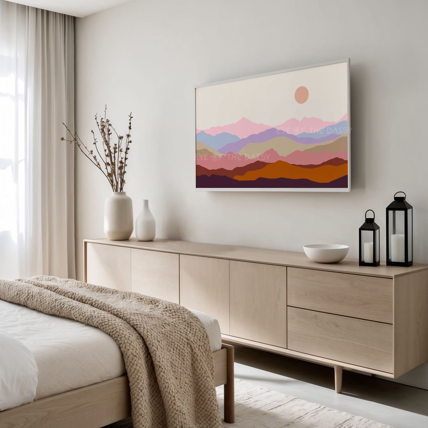 Boho Mountain Landscape TV Art 4K | Mid Century Modern 4K Art for TV Screen