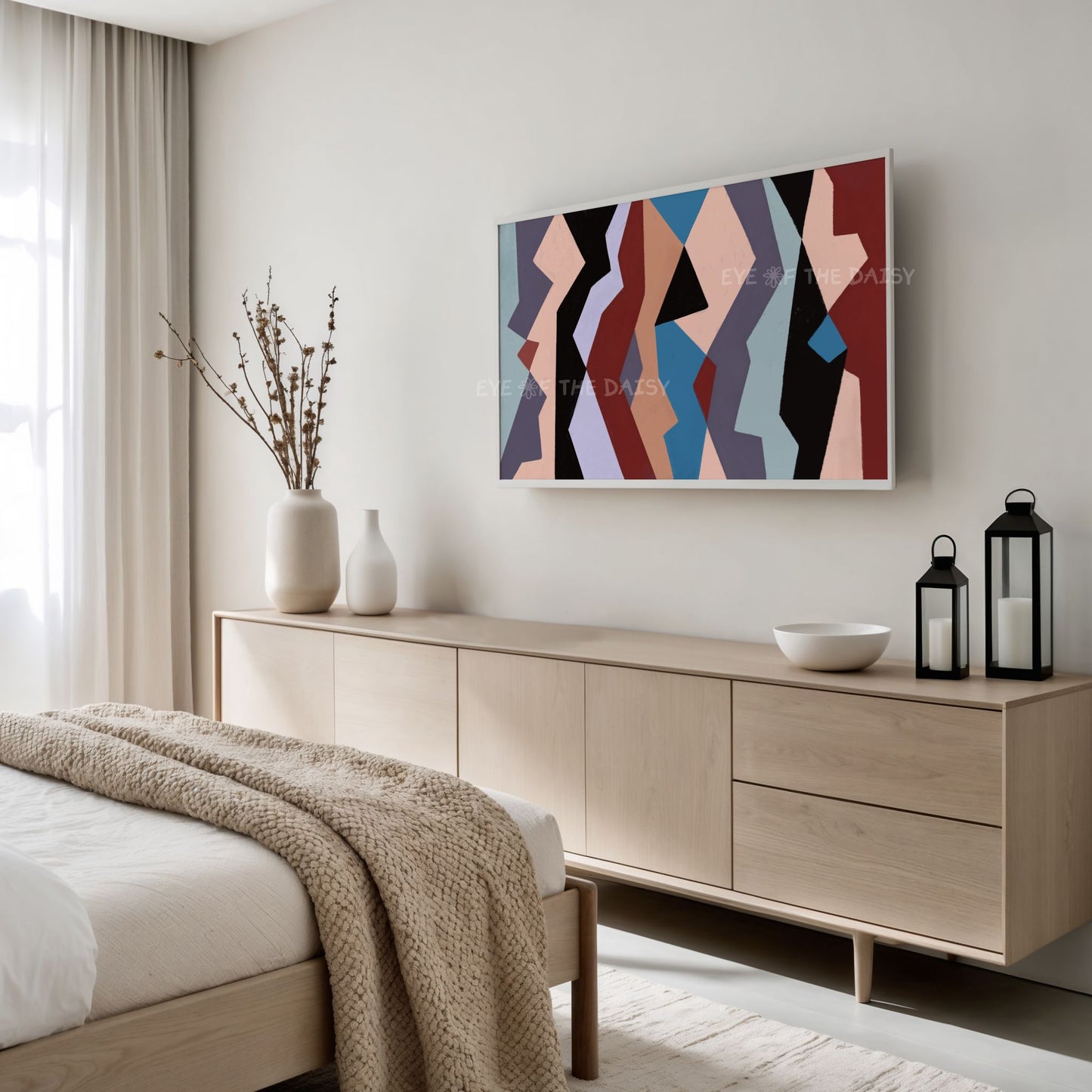 Mid Century Modern TV Art 4K | Neutral Tone Bauhaus Artwork for TV Screen 4K