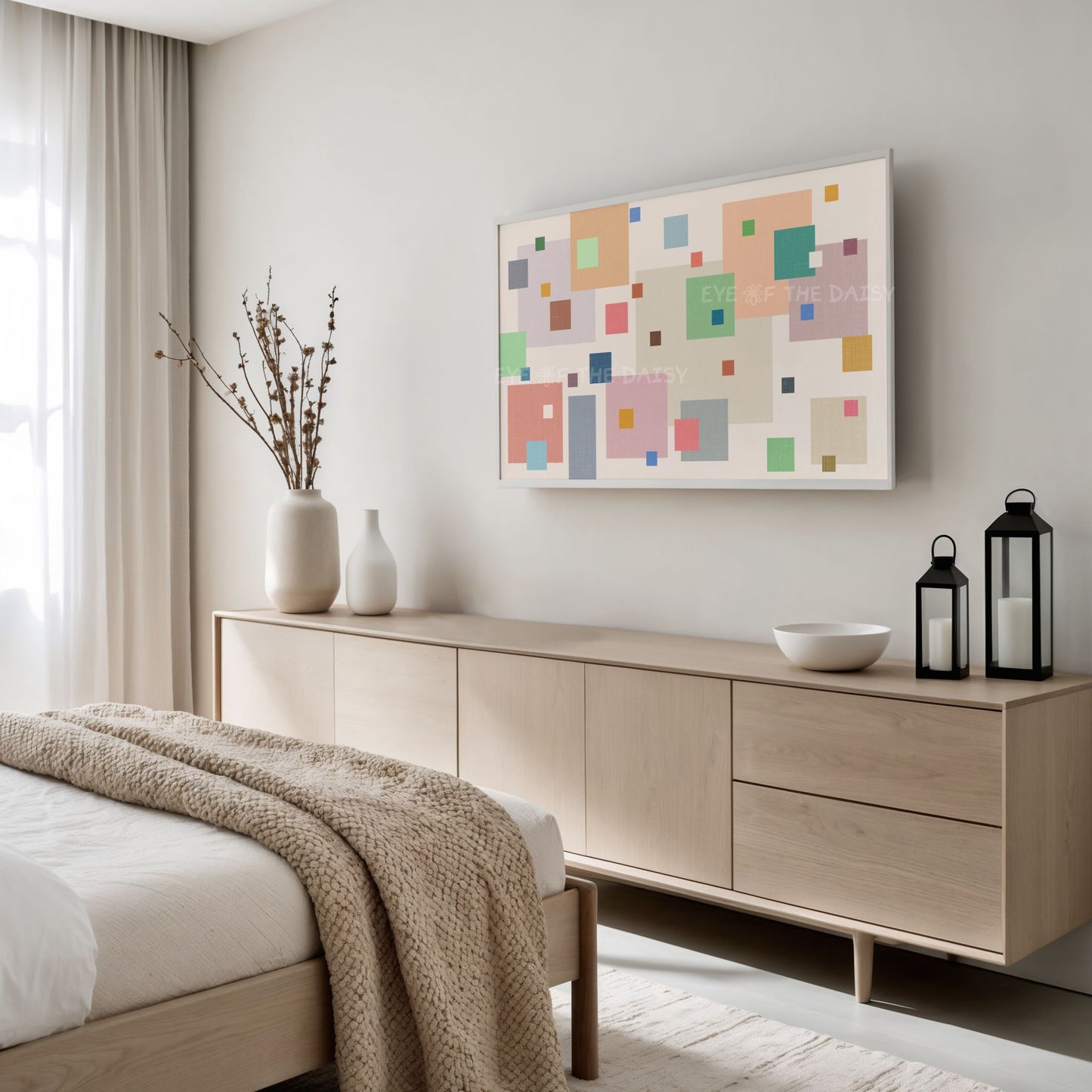 Pastel Colourful Squares Abstract 4K TV Art | Minimal Mid Century Modern Art for TV Screen