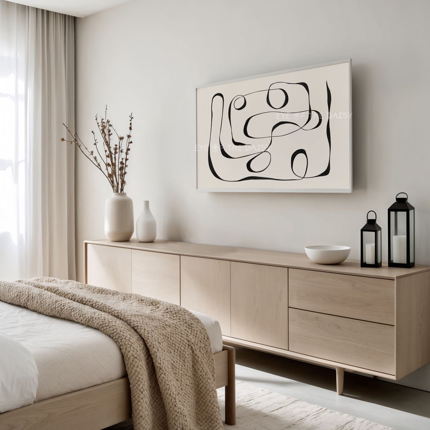 Neutral Abstract Scribble 4K TV Art | Contemporary Minimal Line Drawing TV Art 4K