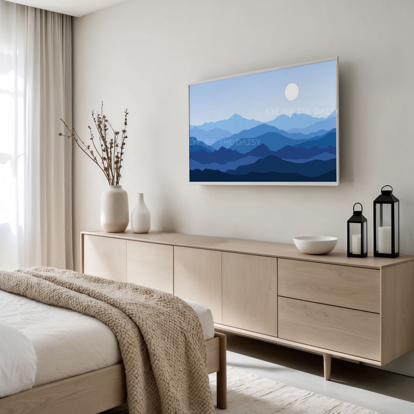 Blue Abstract Mountains 4K TV Art | Minimal Landscape Art for TV Screen