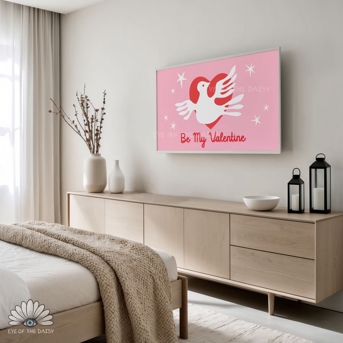 Abstract Valentine's Day 4K TV art, dopamine decor digital artwork for cosy bedrooms