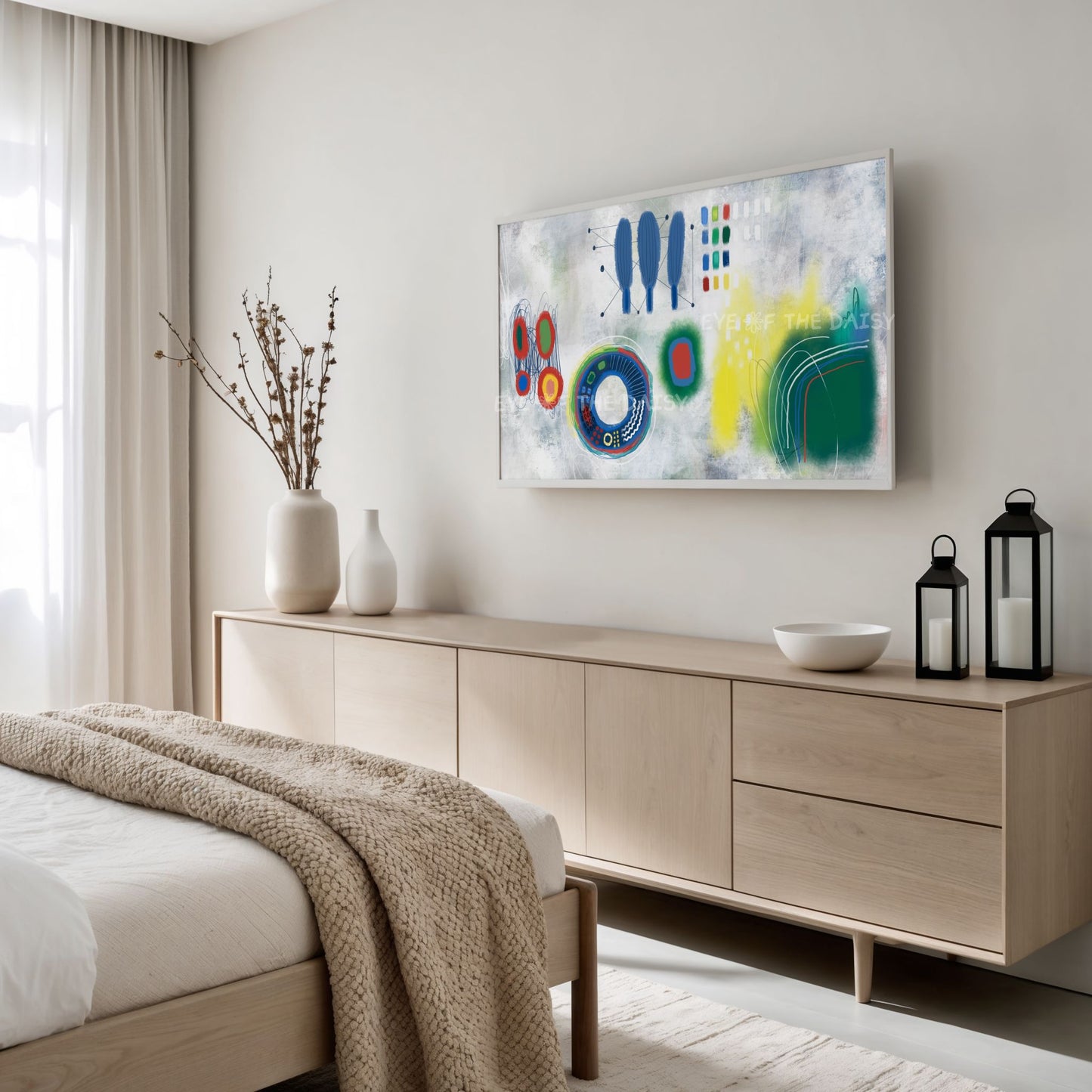 Green Yellow Blue Red Contemporary Abstract 4K TV Art | Quirky Modern TV Art 4K