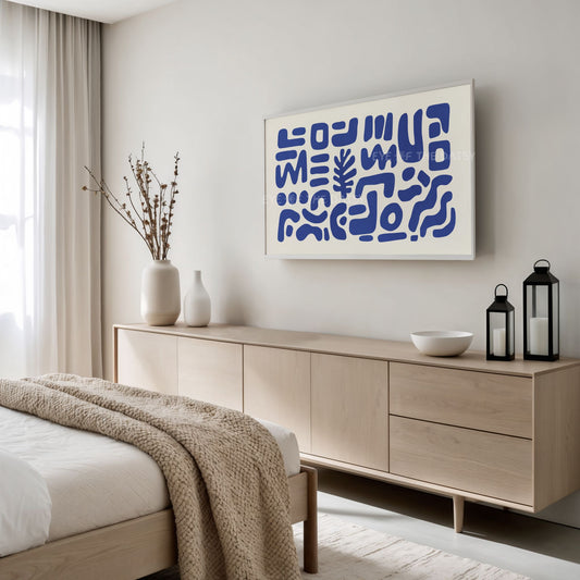 Royal Blue Abstract Cut-Out 4K TV Art | Organic Shapes Art for TV Screen 4K