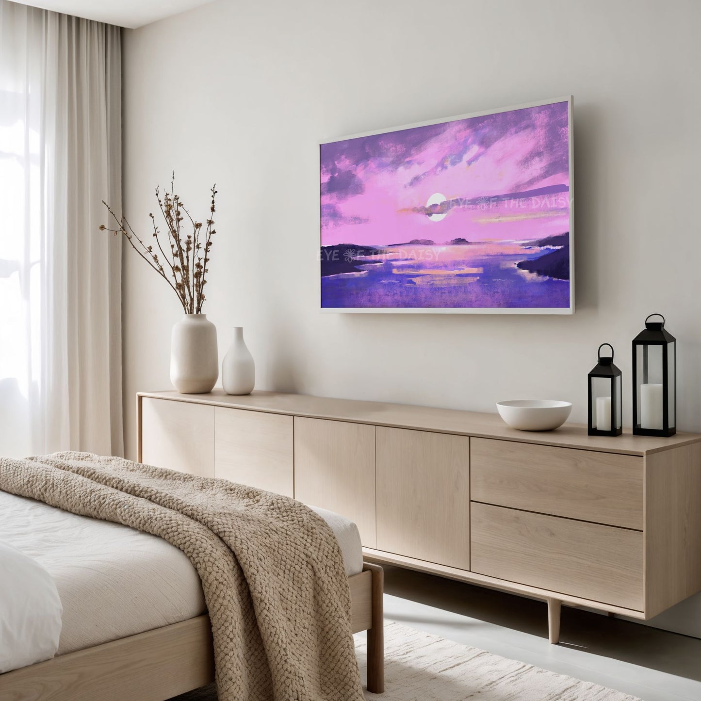 Pink Purple Abstract Landscape 4K TV Art | Coastal Seascape Digital Painting TV Art