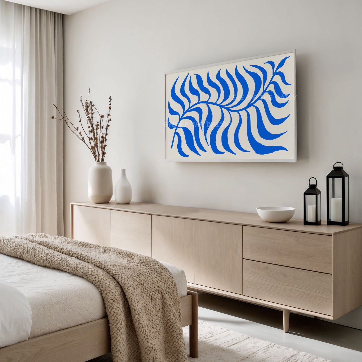 Royal Blue Abstract Leaf 4K TV Art | Modern Botanical 4K Art for TV Screen 4K