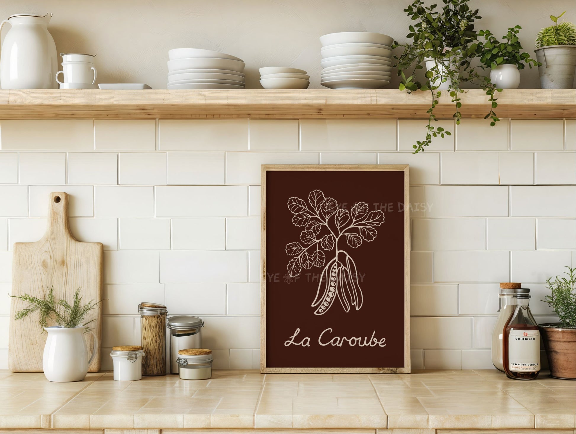 Carob coffee cocoa digital printable poster set of 3, cozy wall art for dining or breakfast nook