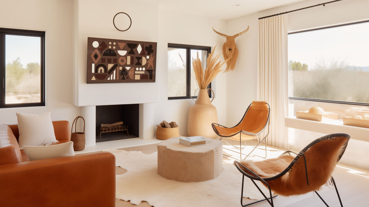 Brown Beige Cream Abstract Shapes 4K TV Art | Contemporary Mid Century Modern TV Art