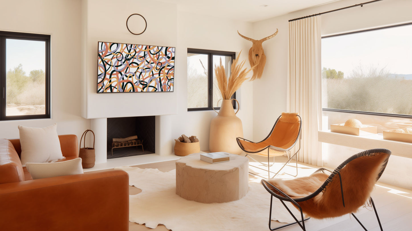 Brown Beige Black Contemporary Abstract 4K TV Art | Earth Tone Digital Painting 4K TV Art