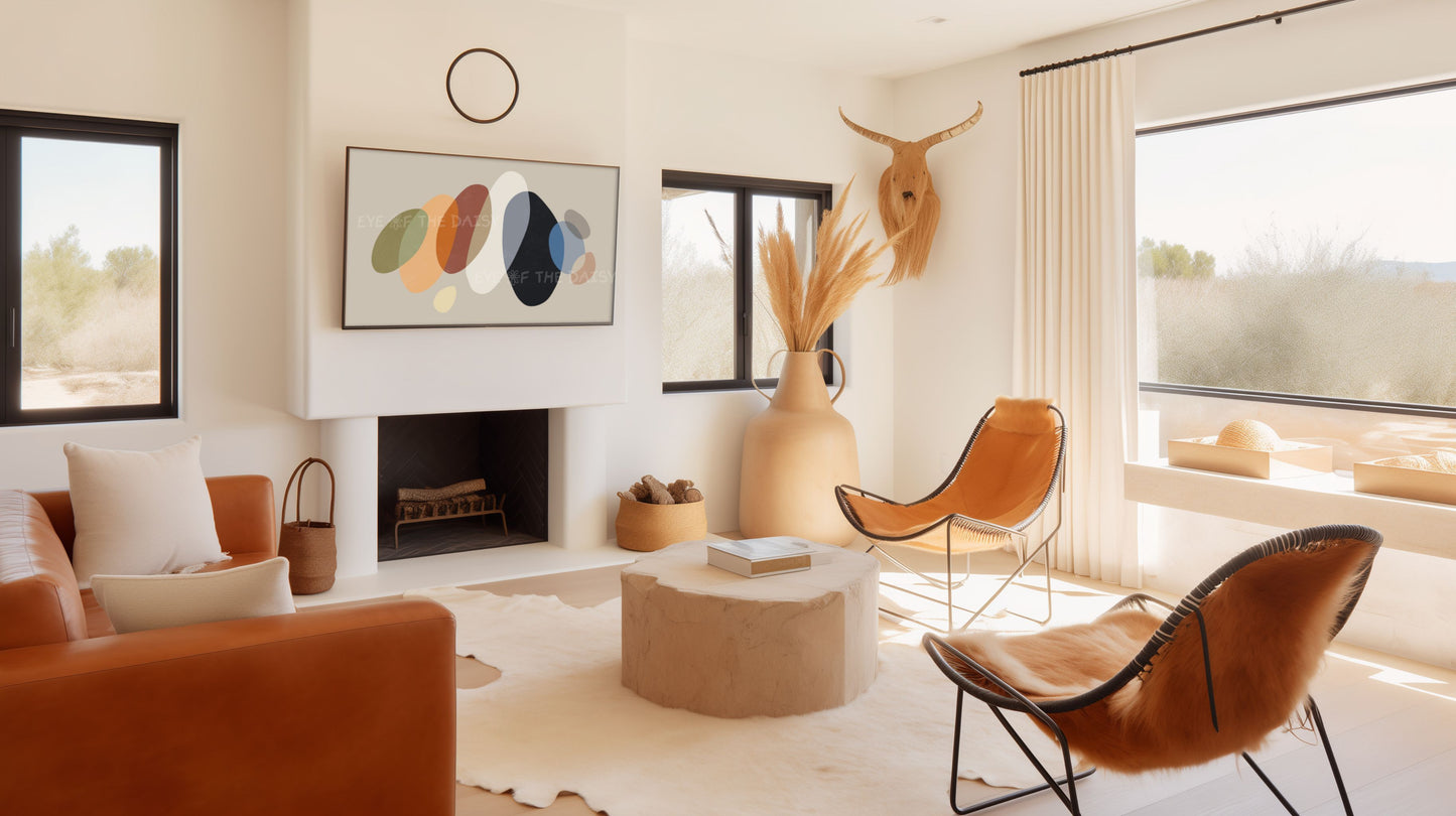 Mid Century Modern Abstract 4K TV Art | Earth Tone Organic Shapes Art for TV Screen