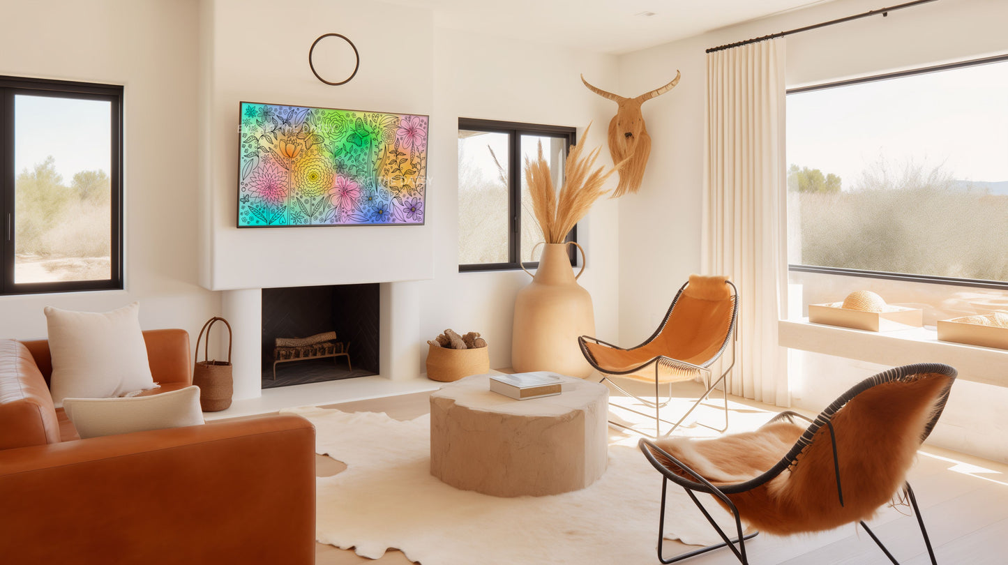 Intuitive Botanical Abstract 4K TV Art | Vibrant Colourful Floral Art for TV Screen