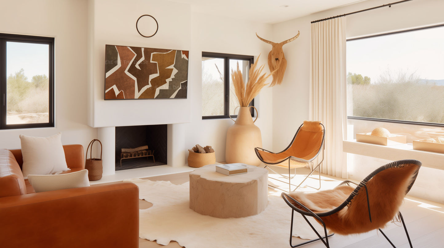 Brown Tan Grey Boho Abstract 4K TV Art | Geometric Animal Print Art for TV Screen