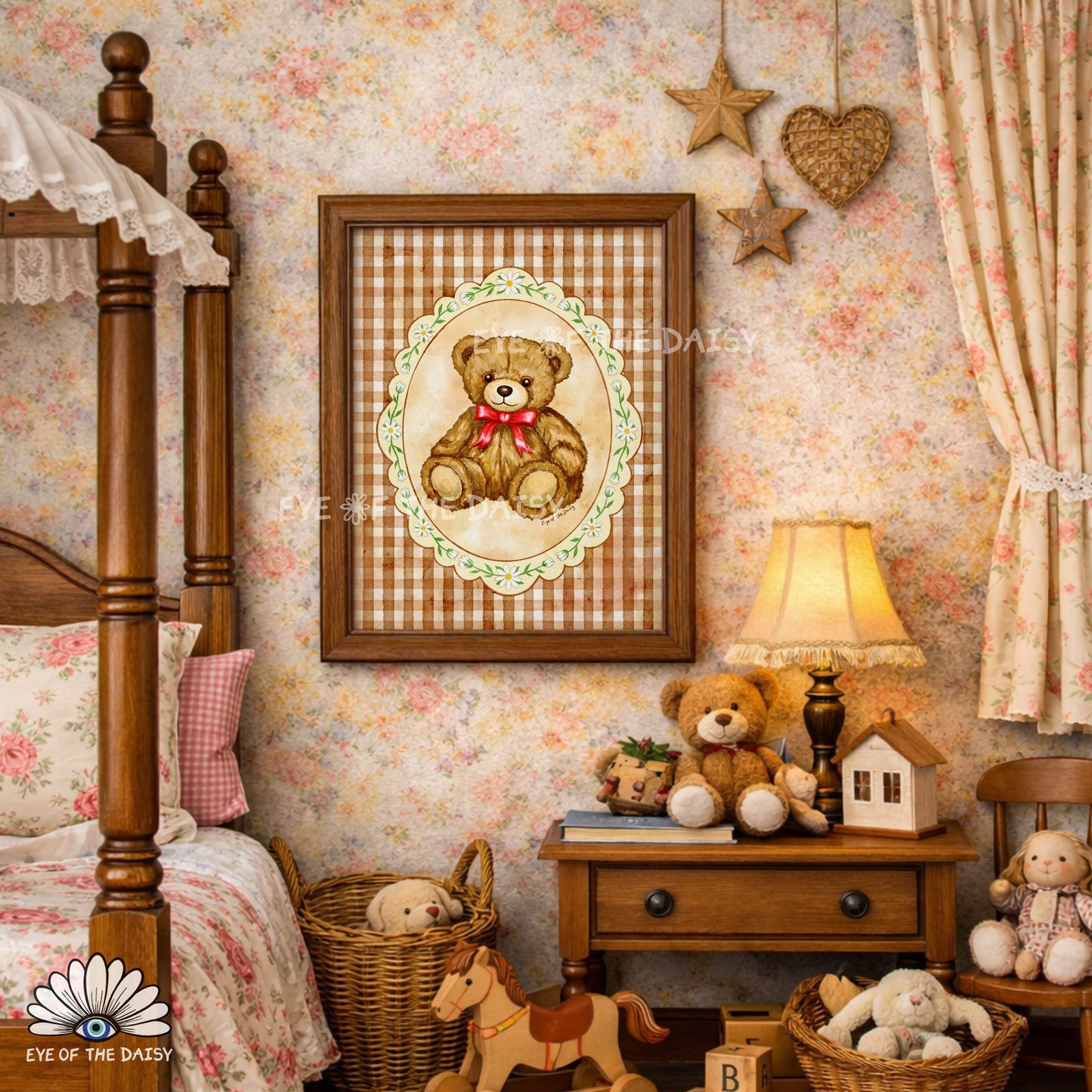 soft watercolour teddy bear painting that adds a nostalgic touch to nursery decor