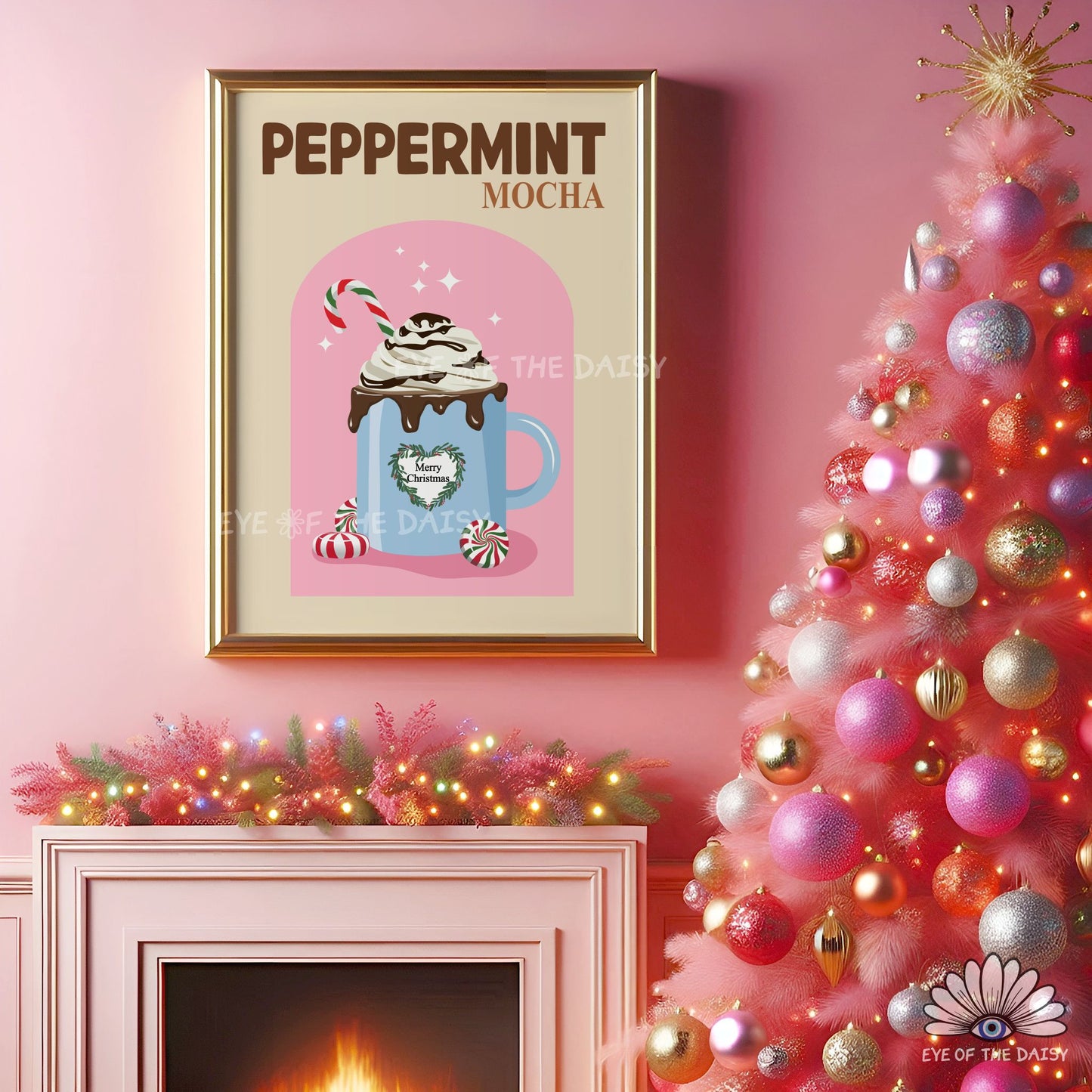 Peppermint Mocha Print Digital Download | Holiday Drink Cocoa Station Printable Wall Art
