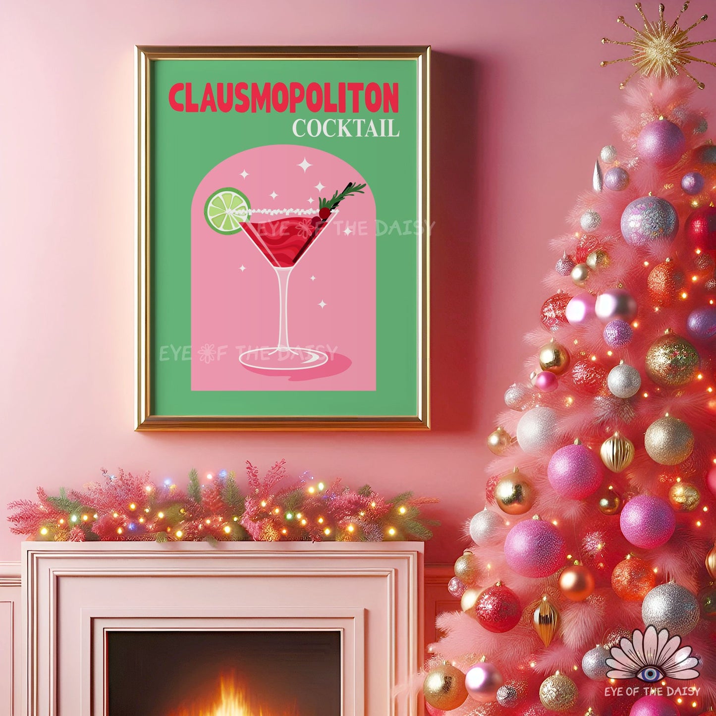 Set of 6 Christmas Cocktail Prints Digital Download | Retro Holiday Drink Printable Wall Art