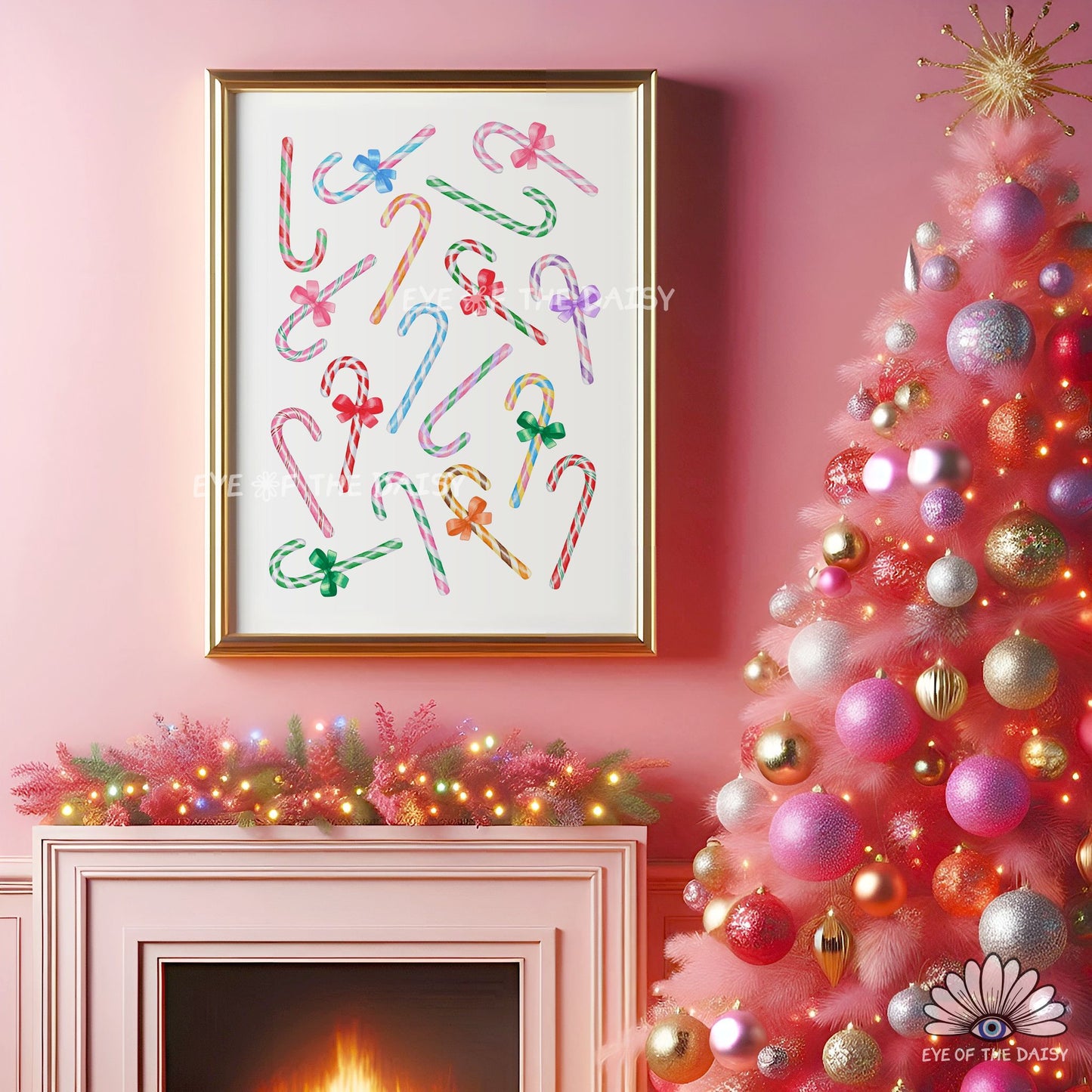 Colourful Candy Canes Print Digital Download | Fun Trendy Holiday Printable Wall Art